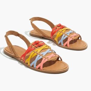 Madewell maya huarache brown pink blue yellow red leather sandals 5.5